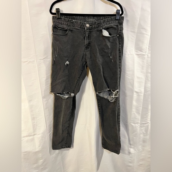Men’s carbon jeans 34/30 gray black skinny freedom flex distressed thrashed​​​​ - Picture 1 of 10